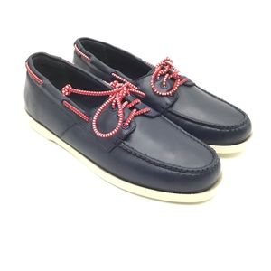J. Crew navy blue leather lace up nautical boat shoes AJ824 womens